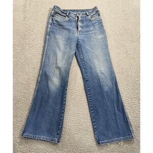 Zeppelin Jeans Mens 30x29 Blue Denim Wide Leg Whiskers Faded Wash Vintage